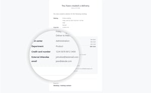 Tax information fields in AskCody meeting service emails