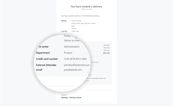 Tax information fields in AskCody meeting service emails