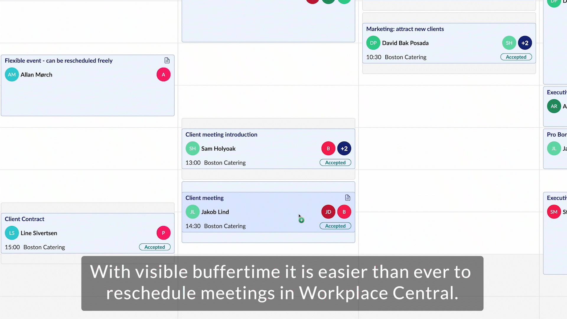 Buffer-time visible in AskCody Meeting Management tool Workplace Central
