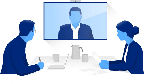 hybrid meeting, online meeting, illustration