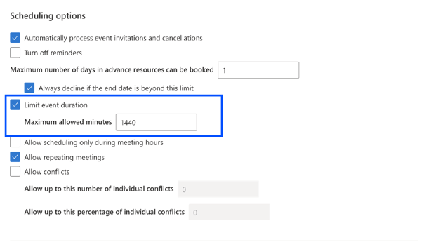 Limit event duration