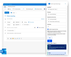 Room booking mockup-with-outlook-logo