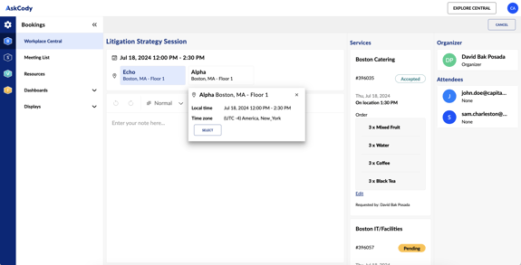 Complex meeting overview in Workplace Central