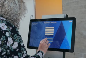 Visitor check-in on kiosk with AskCody cloud based system.