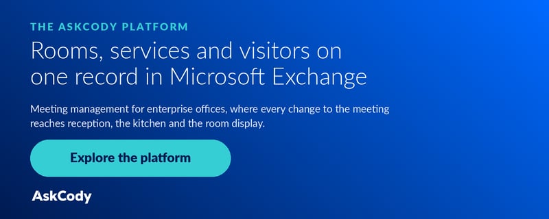 Rooms, services and visitors on one record in Microsoft Exchange. Explore the AskCody Platform