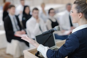 business people group at meeting seminar presentation in conference room