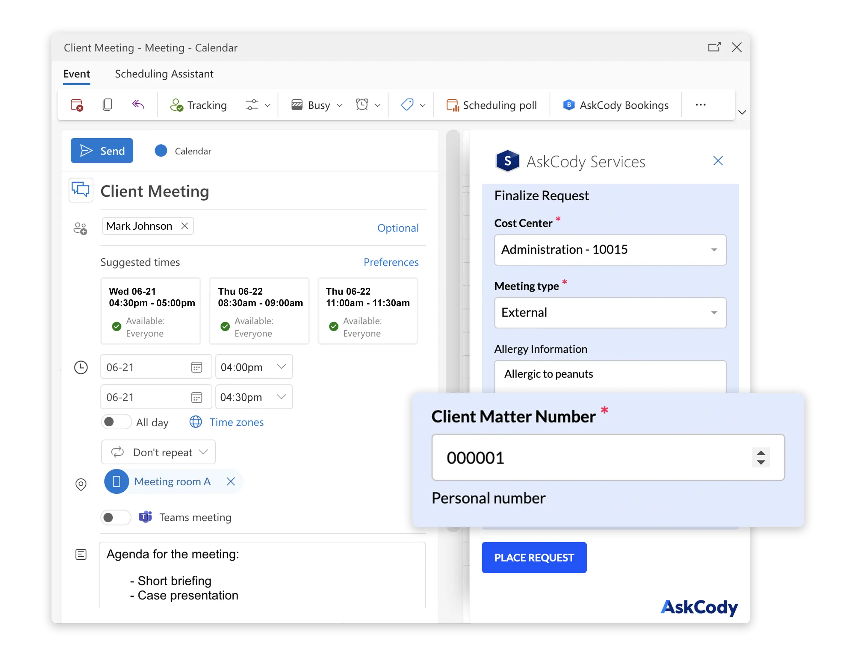 Client matter number