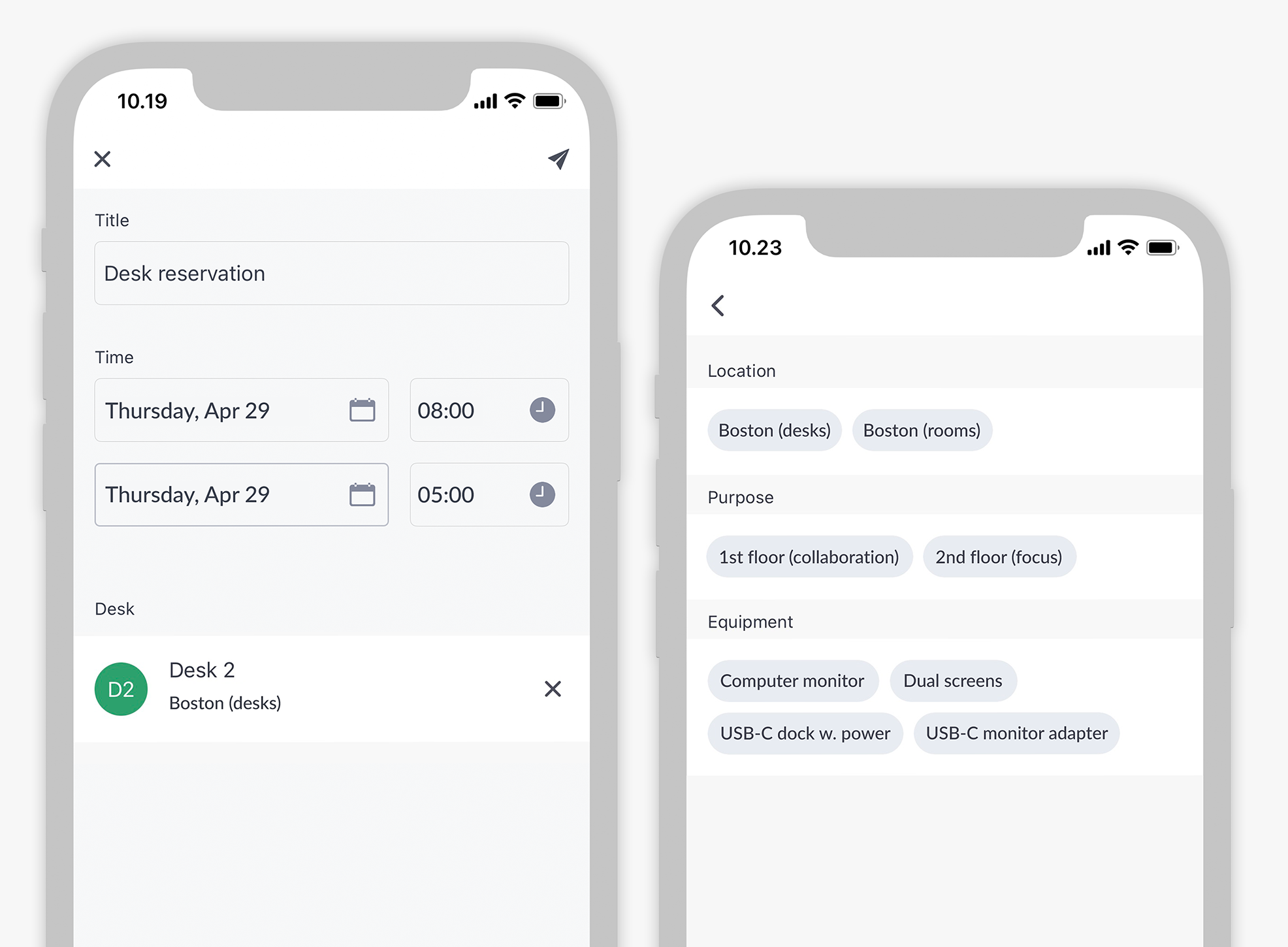 Mobile App Desk Booking Overview